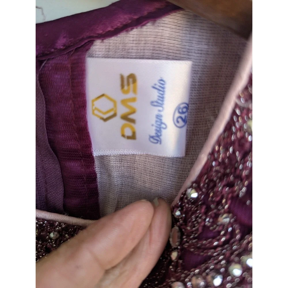 DMS Design Studio Girls Formal Gown‎ 26 Purple Pink Excellent Mirror Embellished